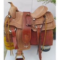 Selle de cheval western en cuir pleine fleur tanné, sculptée à la main, avec sangles latigo, de 10 à 18 pouces, LLT