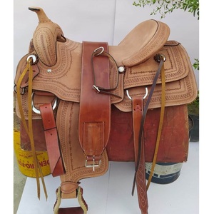 Selle de cheval western en cuir pleine fleur tanné, sculptée à la main, avec sangles latigo, de 10 à 18 pouces, LLT - Product Image 1