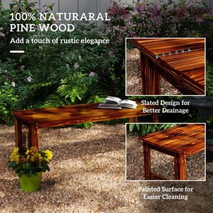 Panca da Giardino a 2 Posti in Bambù per Esterni, Patio, Parco, Bordo Piscina, Senza Schienale, con Seduta a Doghe, Ideale per Centri Commerciali - Product Image 5