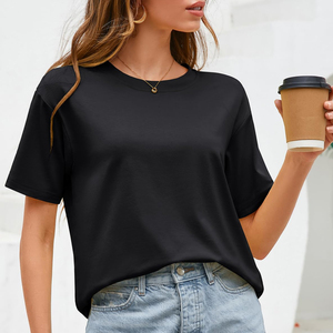 T-shirts courts en coton respirant de qualité supérieure pour femmes, à manches courtes, couleur unie, style streetwear, avec logo personnalisé - Product Image 6
