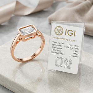 Bague en diamant de laboratoire certifié IGI 1,5 carat, taille émeraude, sertissage East West, or massif 9K, pour fiançailles, mariage, anniversaire, fournisseur - Product Image 3