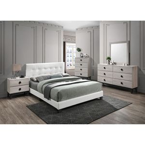 Contemporary Cream Color Bedroom Furniture-Cream Color Nightstand <b>Drawers</b> Bed <b>Side</b> <b>Table</b> Made of Plywood Modern Nightstands - Product Image 6