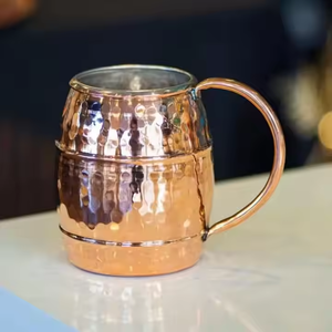 Juego de Tazas Altas de Cobre con Diseño de Anillo, Taza Pulida para Bebidas con Asa de Lazo, Colección Premium de Artículos Metálicos para Beber - Product Image 4