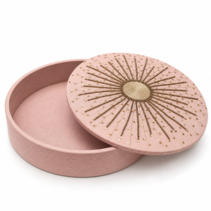 <b>Wooden</b> Chocolate <b>Box</b> <b>with</b> Pink Embroidered Bead Strings Design <b>Lid</b> for Wedding & Premium Gifting Custom Sizes & Colors Available - Product Image 6
