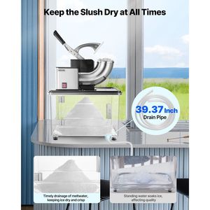 Macchina Elettrica Commerciale per Ghiaccio Tritato 661LBS/H, 350W, in Acciaio Inossidabile, Tritaghiaccio a 4 Lame, 2000 Giri/min - Product Image 4