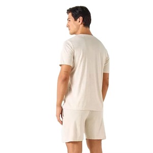 Men's Striped Cotton Knitted T-Shirt And <b>Shorts</b> Set Casual Summer Wear Breathable White - Product Image 3