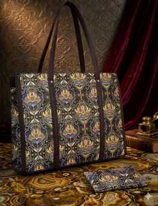 Bohemian Patterned PU <b>Canvas</b> Tote Bag Zipper Closure Large Capacity Waterproof Shopping <b>Handbag</b> Elite Craft Studio All Seasons - Product Image 3