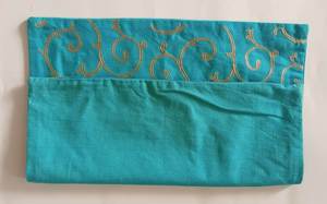 Square Embroidered Cushion Cover Turquoise Gold Scroll Pattern Luxury Home <b>Decor</b> <b>Pillow</b> Case with Zipper Closure - Product Image 5