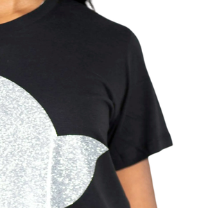 <b>Black</b> AKA Ivy Tee Women Silver <b>Glitter</b> Ivy Leaf Graphic Short Sleeve Crew Neck Casual Cotton T Shirt Fashion Sorority Style <b>Top</b> - Product Image 3