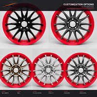 Jantes forgées multi-rayons noir brillant + liseré rouge concave 18-22 pouces 5x108 5x112 5x120 6061-T6 pour BMW Audi Mercedes-Benz