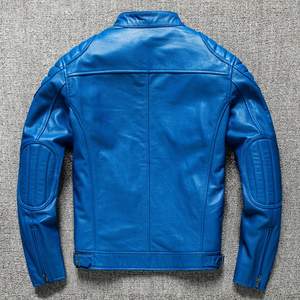 Veste en cuir vintage décontractée authentique pour hommes avec col à revers, manteaux chauds pour un usage quotidien, tenue décontractée en hiver - Product Image 5