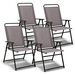 Ensemble de 4 chaises de jardin pliantes d'extérieur avec accoudoirs et dossier, design confortable en toile - Product Image 1