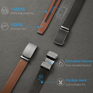 Ceinture automatique en cuir véritable pour homme, couleur unie, en cuir de vachette, boucle rectangulaire en acier, style décontracté, durable, moulage monobloc - Product Image 2