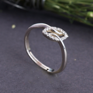 925 Sterling <b>Silver</b> <b>Adjustable</b> Open <b>Ring</b> with Pave Cubic Zirconias Handmade Wholesale Accent Minimalist Modern Design High Bulk - Product Image 2