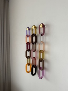 Escultura de Pared Artística de Resina Impermeable, Diseño de Cadena de Eslabones, Forma Irregular Verde, Decoración Moderna para el Hogar - Product Image 3