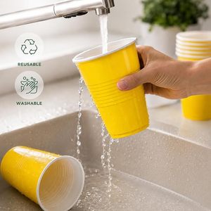 Amscan – Assiettes en plastique jaune vif, anti-fuite, double épaisseur, robustes, 9 oz, lot de 50, pour fêtes - Product Image 4