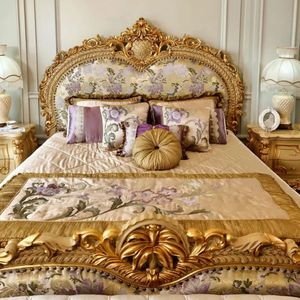 ชุดห้องนอนหรูหราสไตล์เบเวอร์ลี่ฮิลส์ รุ่น Montage  ตกแต่งด้วยทองคำ  ทำจากไม้มะฮอกกานีแกะสลัก  รับประกันคุณภาพ - Product Image 4