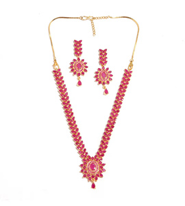 Conjunto de Joyería con Colgante de Rubí, Chapado en Oro de 22K, Latón, Minimalista, Elegante, Collar, Regalo para Mujer, Precio de Fábrica - Product Image 3