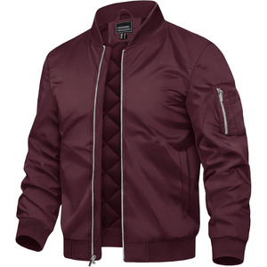 Blouson bomber marron pour homme, fermeture éclair, devant matelassé, coupe-vent, vêtement d'extérieur décontracté, col montant, en polyester, pour l'automne - Product Image 3