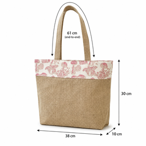 Sac fourre-tout en toile de jute imprimé champignons, en jute naturelle PP 8oz, sac de plage et de shopping, logo personnalisé, fabricant OEM ODM B2B - Product Image 2