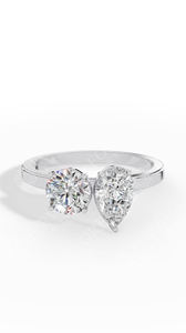 Pear and Round Cut Lab Grown Diamond <b>Ring</b> 925 Sterling Silver <b>Two</b> <b>Stone</b> Wedding <b>Ring</b> Wholesale OEM Jewelry Supplier - Product Image 5