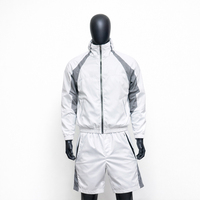 Survêtement personnalisé en polyester/coton pour homme, veste avec logo brodé 3D, ensemble court patchwork, léger, respirant, coupe-vent, été