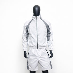 Survêtement personnalisé en nylon pour homme avec fermeture éclair, veste à logo brodé 3D et short patchwork, léger, coupe-vent - Product Image 1