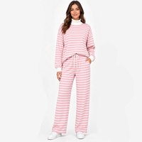 Ensemble décontracté 2 pièces automne/hiver 2026 pour femme, coupe ample, manches longues, épaules tombantes, pull demi-zip, polyester/coton