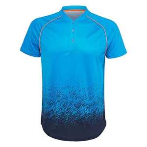 Camiseta de Tenis para Hombre, Degradado Azul, Manga Corta, Absorbe la Humedad, Cierre de Botones, Ropa Deportiva de Verano, Corte Regular, Poliéster - Product Image 4