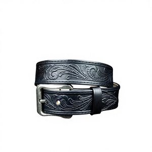 Boucle Western Vintage en Laiton Massif, Sculptée à la Main, Cuir Argentin de Haute Qualité, Ceinture 40MM pour Hommes et Femmes, Longueur Personnalisable - Product Image 1