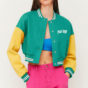 Chaqueta Varsity para Mujer, Diseño Único Personalizado OEM/ODM, Color en Contraste, Mangas Largas, Ligera y Cómoda, de Piel de Oveja y Algodón - Product Image 1