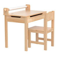 Vente en gros Table à dessin et chaises en bois massif pour enfants pour salle de jeux Maternelle Ensemble de bureau à dessin pour tout-petits