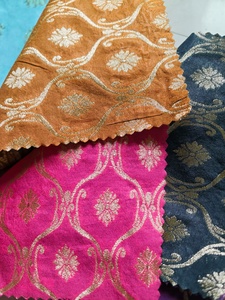 Tissu brodé floral bleu, textile à motif floral tissé, matériau pour vêtements et décoration intérieure - Product Image 2