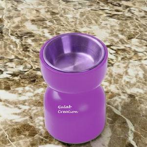 Brûleur d'encens en bois violet fabriqué à la main avec bol en laiton poli pour la méditation, l'aromathérapie et la décoration parfumée - Product Image 1