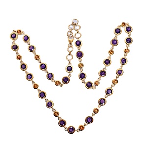 Wholesale <b>Citrine</b> Amethyst Gemstone Necklace Plated Hot Selling Top Quality Fine Jewelry Gold S925 Sterling Silver for Women - Product Image 2