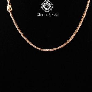 Charm_Jewells 14K Gold Plated <b>Silver</b> Moissanite <b>Box</b> <b>Chain</b> Necklace Brilliant Cut Claw Setting Unisex Luxury IGI Certified Hip - Product Image 1