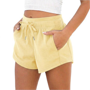 Shorts Casuales de Cintura Alta para Mujer, 100% Algodón, Tela Cómoda, Corte Regular, Shorts Sólidos con Cordón para Uso Diario - Product Image 3