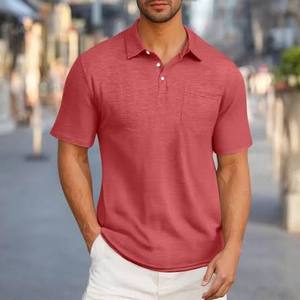 Polo de Corte Holgado de Manga Corta con Bolsillo en el Pecho, Camisa Polo Informal para Hombre de Negocios - Product Image 1