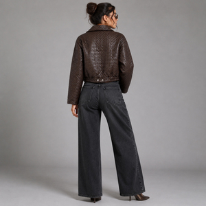 Veste en cuir courte pour femme, taille européenne, coupe ajustée, veste en cuir fine, vêtements de moto, veste décontractée grande taille, trench-coat en PU - Product Image 3