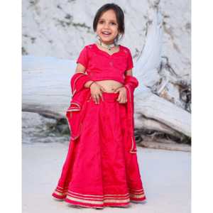 Lehenga Choli en soie rose indien/pakistanaise pour enfants de 1 à 2 ans pour les mariages - Product Image 5