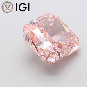 Diamant rose de 5 mm, taille radiant, cultivé en laboratoire, certifié IGI, couleur vive fantaisie, clarté VS2, pierre libre pour la fabrication de bijoux - Product Image 1