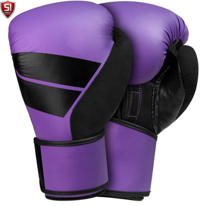 Ensemble de boxe SUMROOS SI, gants noirs et violets en cuir, sangle de poignet réglable, équipement d'entraînement durable, protecteur et confortable - Product Image 1