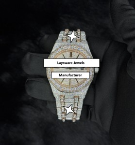 Reloj de Pulsera Mecánico Automático de Acero Inoxidable con Diamantes Moissanite y Esfera de Cristal Analógica Personalizado para Hombre, Estilo Hip Hop - Product Image 1