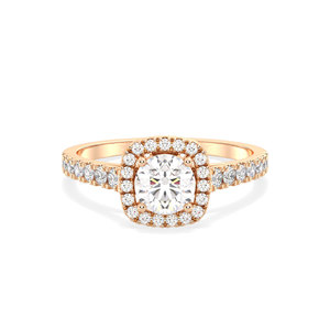 Bague halo en or massif 14 carats certifiée REYES IGI avec diamant HPHT CVD cultivé en laboratoire pour femme, bijoux fins de luxe pour fiançailles et promesse. - Product Image 2