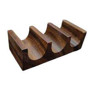 Support à tacos moderne en bois, planche de service artisanale en acacia pour restaurant, café, cuisine, salle à manger, spécialités mexicaines - Product Image 4