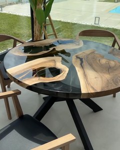 Black <b>Epoxy</b> Resin Midnight <b>Table</b> Round <b>Coffee</b> <b>Table</b> Natural Wood <b>Table</b> Luxury <b>Coffee</b> <b>Table</b> Handmade Furniture Wood Resin - Product Image 5