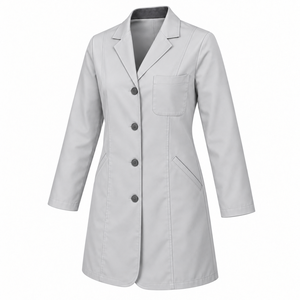 Blouses de laboratoire médicales gris pâle unisexe, uniforme de médecin à revers cranté, quatre boutons, sur mesure, vente en gros, vêtements de travail pour le secteur de la santé, fourniture directe d'usine - Product Image 4