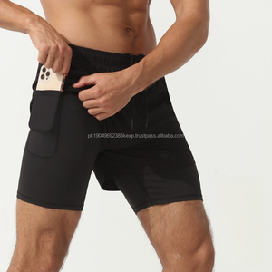 Short d'entraînement sportif pour homme avec poche pour téléphone Short de course 2 en 1 pour homme - Product Image 1