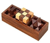 Rompecabezas de Madera Ecológicos al por Mayor, Rompecabezas de Lógica 3D Encajables, Juguetes Educativos STEM para Niños, Juego de Rompecabezas de Escritorio