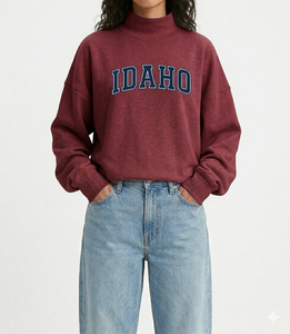 Stylish Oversized Mock Neck <b>Top</b> Women Soft Surface Relaxed Daily Outfit Casual Modern Fashion Clothing Wear - Product Image 1